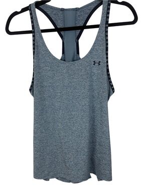Under Armour Women's Heat Gear Heathered Light Blue Racerback Medium Tank Top